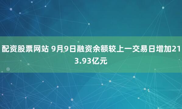 配资股票网站 9月9日融资余额较上一交易日增加213.93亿元