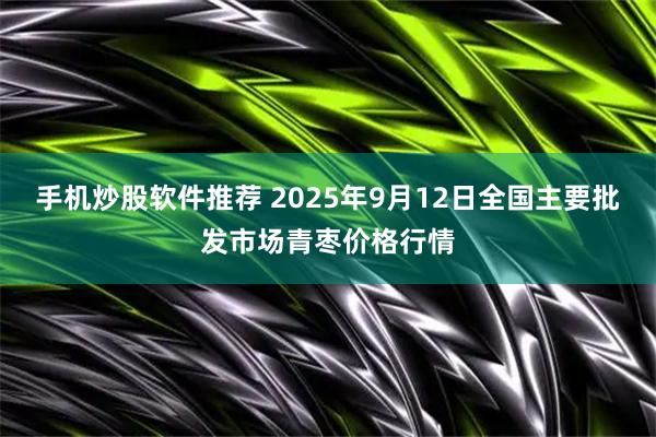 手机炒股软件推荐 2025年9月12日全国主要批发市场青枣价格行情